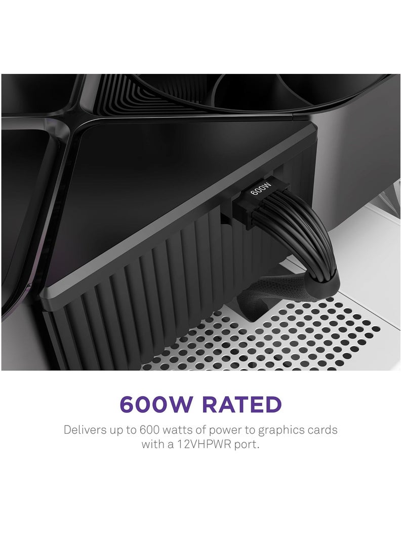 NZXT NZXT 12VHPWR Adapter Cable,12+4-Pin (16-Pin), 12HVPWR to Dual 8-Pin PCIe Connectors, Black - Image 3