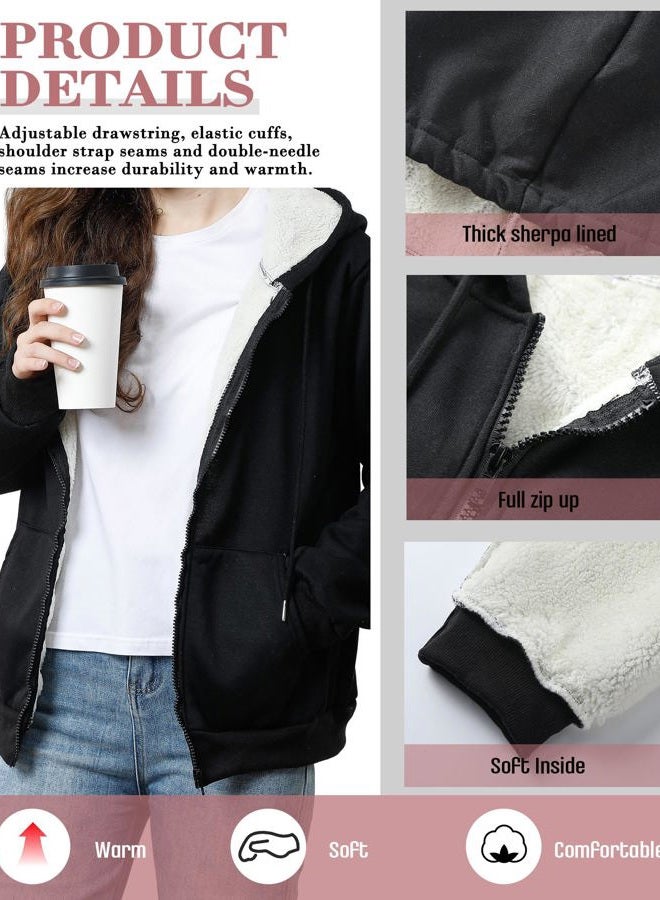 Chicingyou 2 Pack Women Full Zip up Fleece Hoodies Winter Sweatshirt Warm Jacket Zipper Coat, Black, Dark Gray, XXL - Image 5