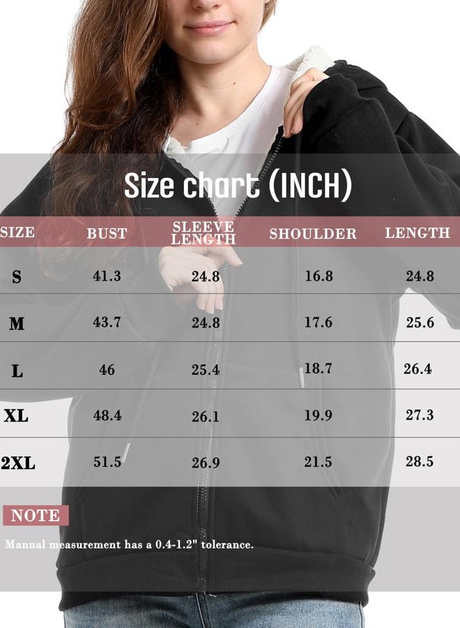 Chicingyou 2 Pack Women Full Zip up Fleece Hoodies Winter Sweatshirt Warm Jacket Zipper Coat, Black, Dark Gray, XXL - Image 4