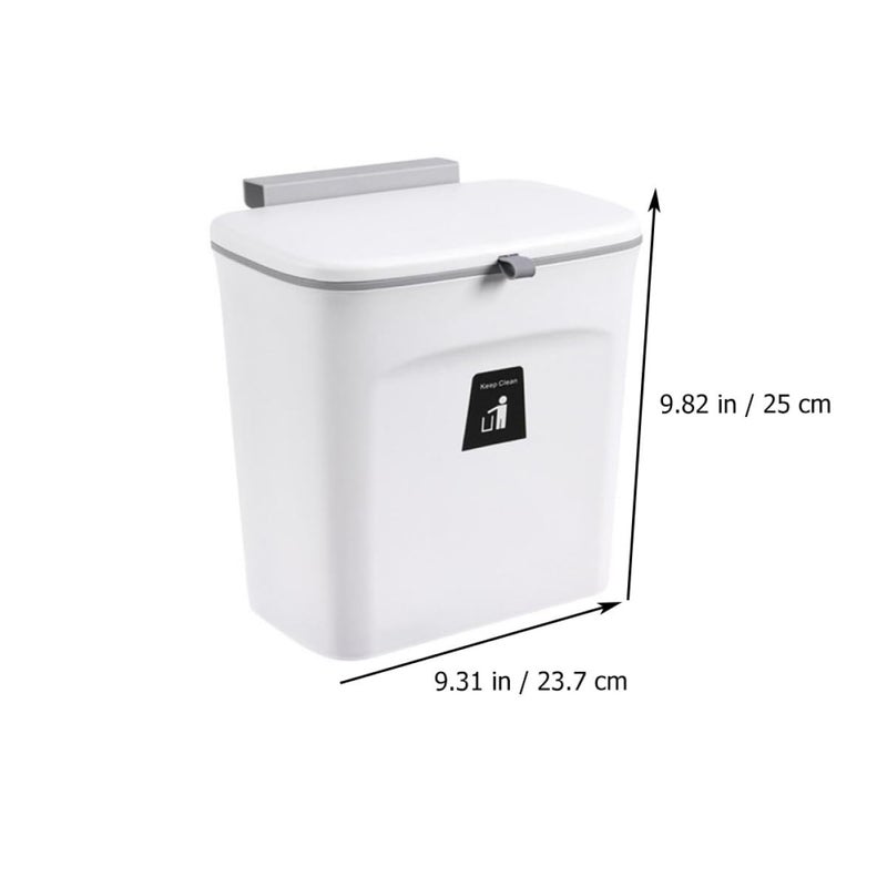 Wall Mounted Cabinet Wastebasket with Sliding Lid Small White Hanging Kitchen Trash Can for Indoor Food Waste and Compost Storage - Image 2