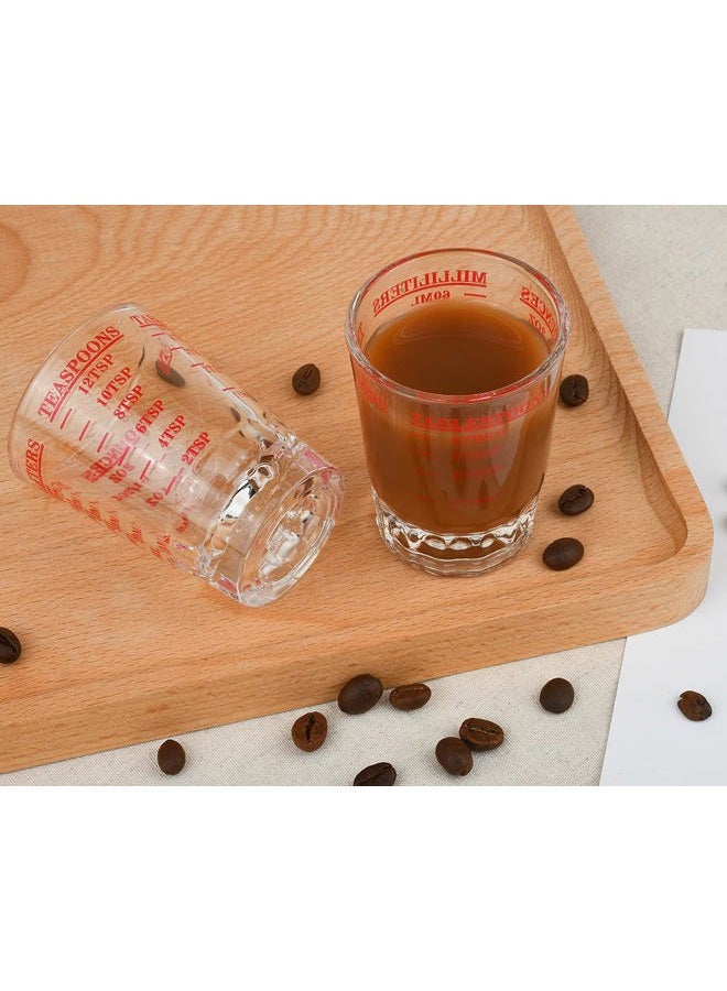 DS.DISTINCTIVE STYLE Measuring Cup 2 Pieces Shot Glass Measuring Cup with 4 Kinds of Measuring Scale for Small Amount Liquid (Red, 60ml) - Image 5