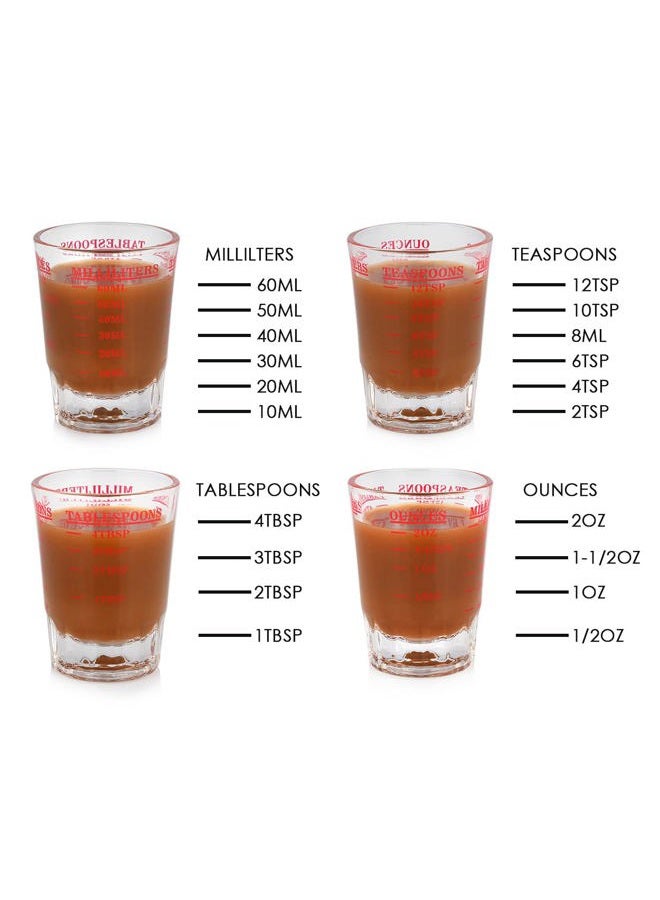 DS.DISTINCTIVE STYLE Measuring Cup 2 Pieces Shot Glass Measuring Cup with 4 Kinds of Measuring Scale for Small Amount Liquid (Red, 60ml) - Image 3