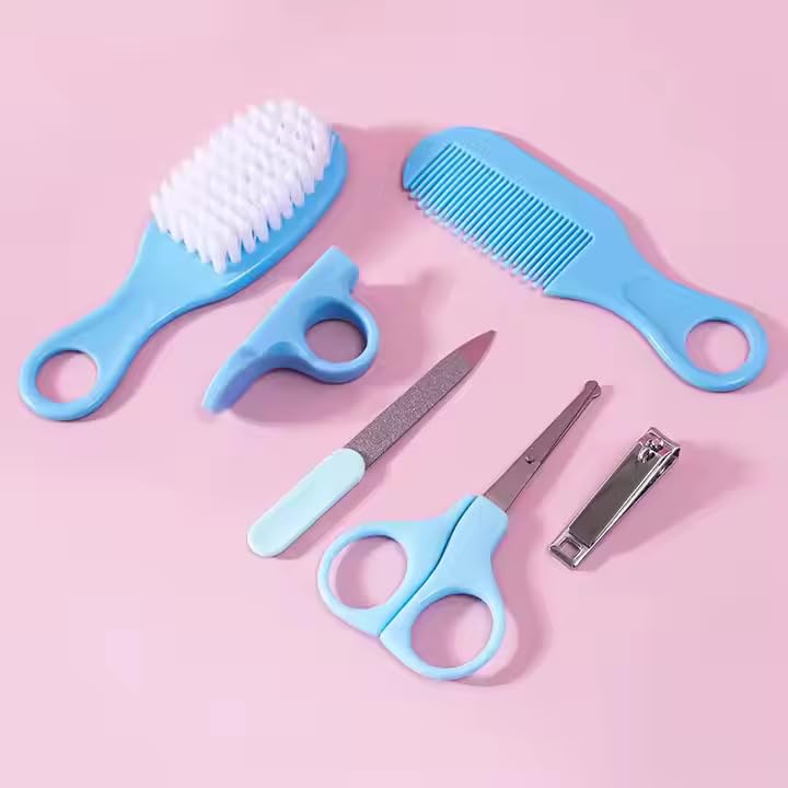 FRATELLI Baby Grooming Baby Healthcare Kit Newborn Baby Care | Accessories Baby Health Care Set| Baby Nail Clipper |Scissors Hair Comb| Hair Brush |Nose Cleaner | Safety for Toddler| Infant Nursing Grooming (6pc Grooming Set - Blue) - Image 2