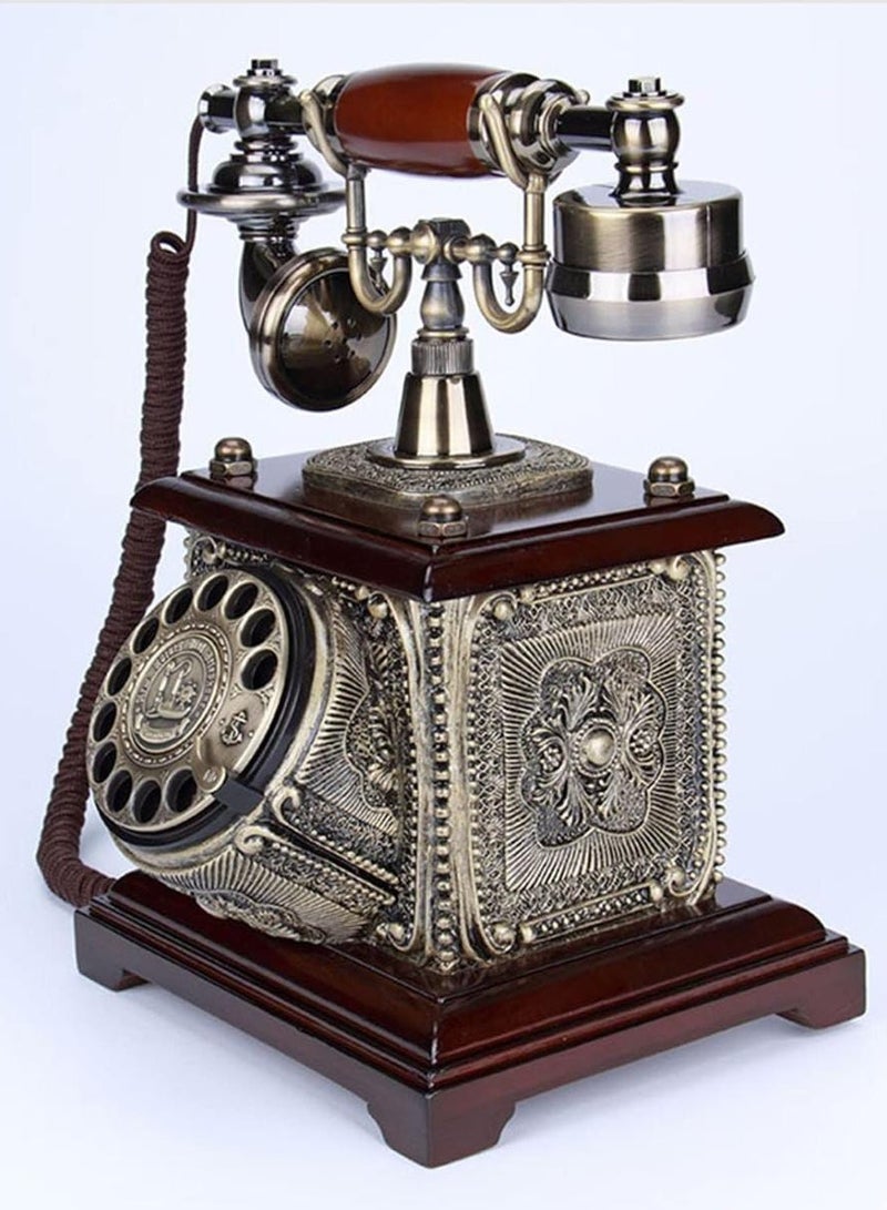هاتف عتيق بميناء دوار - هاتف أرضي عتيق لديكور المنزل والمكتب - هاتف مكتبي سلكي كلاسيكي الطراز القديم - هاتف مزخرف على الطراز القديم مع جرس للمنزل والمكتب - Image 1