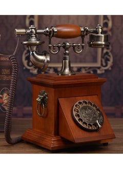 Generic Antique Vintage Landline Phone with Wooden Base and Drawer – Classic European-Style Retro Corded Telephone, Decorative Old-Fashioned Desk Phone for Home, Office, Café, or Boutique Decor  - Image 5