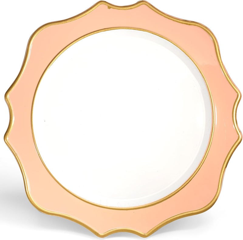 OCCASIONS FINEST PLASTIC TABLEWARE مناسبات 10 قطع شوايات دائرية 13 دائرية من الأكريليك البلاستيكي لحفلات الزفاف زينة العشاء أطباق شوايات مزخرفة باللون الوردي الفاتح والذهبي - Image 1