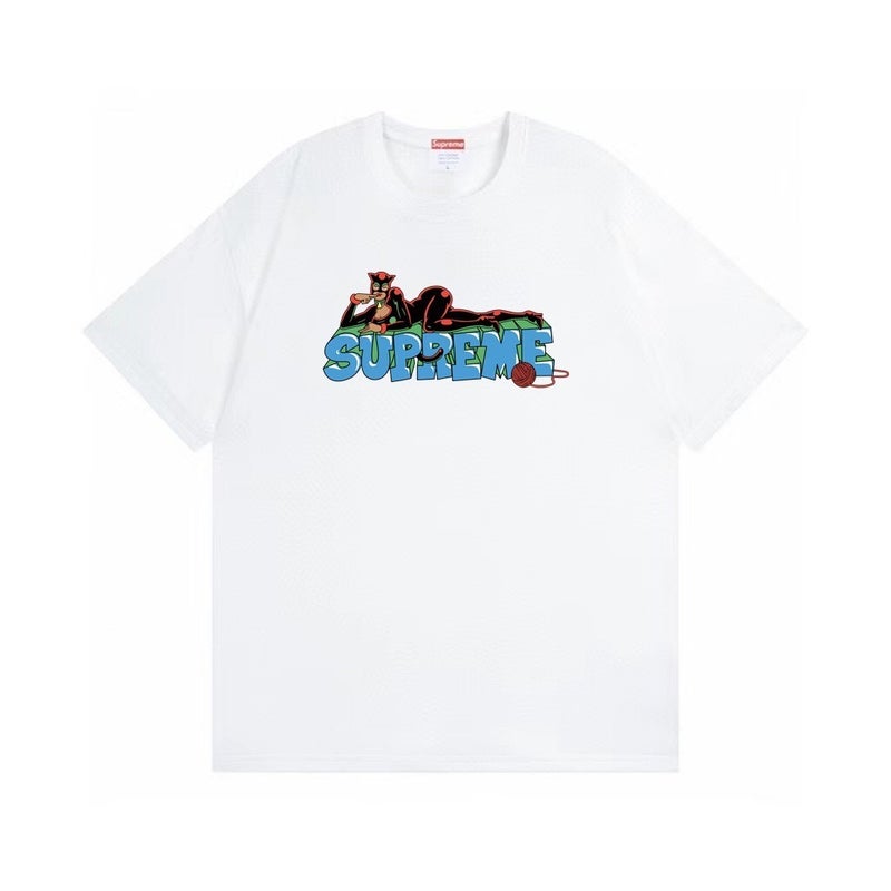 SUPREME 26FW New Trendy SUP American Retro Letter Print All-Match Short Sleeve T-Shirt - Image 1