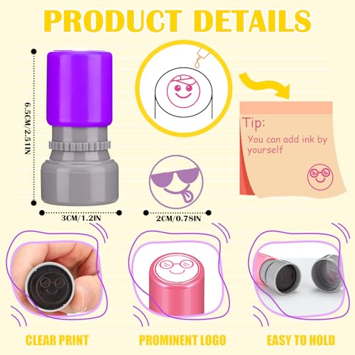 Yinder 24 Pcs Teacher Stamps for Classroom Self Inking School Classroom Stamps Gifts Bulk for Teachers Elementary Colorful Motivational Encouraging SuppliesExpression - Image 5