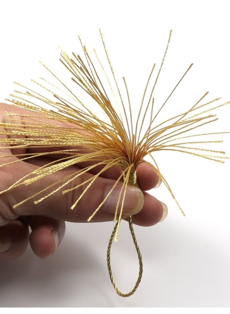 100 Pieces Light Gold 13 cm/5 Inch Silk Handmade Soft Tassel Silk Thread Bookmark Tassel with Rope Loop for Jewelry Making DIY Craft Accessories - Image 4