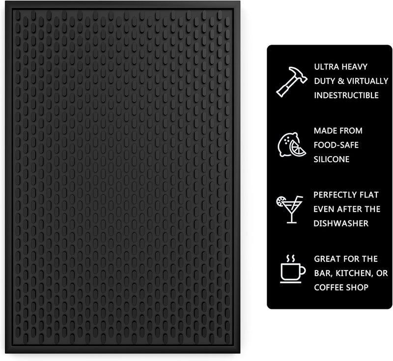 AXIESO Silicone Drip Mat - 1/2 Inch Thick, Heat-Resistant and Food Safe - Counter Top, Coffee Bar or Restaurant - Drying Mat for Glasses - 18x12 Inches - Image 2