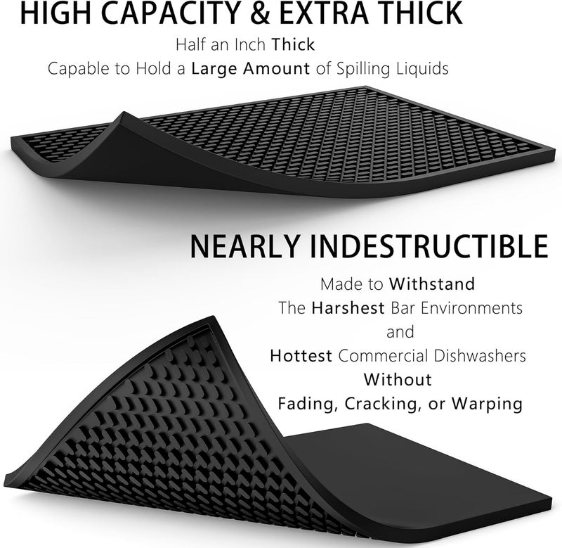 AXIESO Silicone Drip Mat - 1/2 Inch Thick, Heat-Resistant and Food Safe - Counter Top, Coffee Bar or Restaurant - Drying Mat for Glasses - 18x12 Inches - Image 3