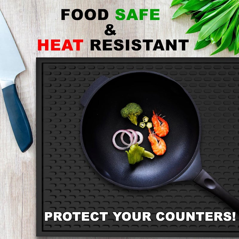 AXIESO Silicone Drip Mat - 1/2 Inch Thick, Heat-Resistant and Food Safe - Counter Top, Coffee Bar or Restaurant - Drying Mat for Glasses - 18x12 Inches - Image 5