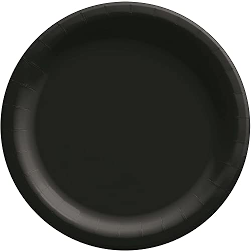 Amscan Round Paper Plates  10 50 Pieces  Perfect for Parties Picnics  Everyday Meals Jet Black