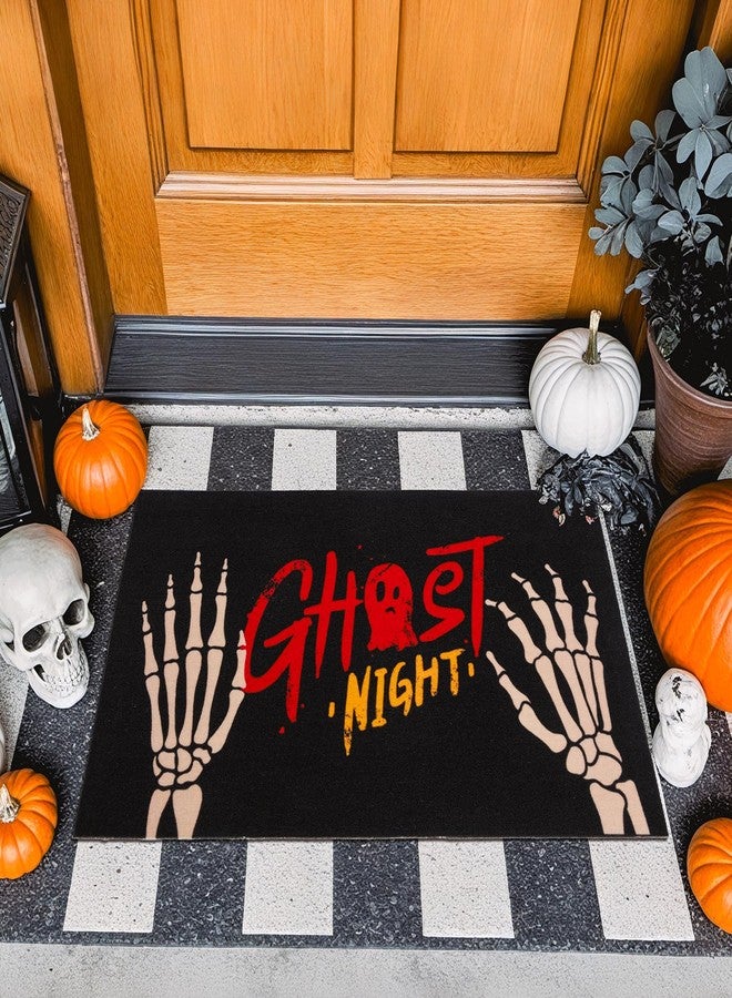 TYUU Skeleton Front Door Mat Indoor Outside Entrance, Heavy Duty Dirt Trapper Doormat with Non Slip Backing Entryway Mat for Front Back Door, 17'' x 30'', Skeleton Black - Image 1