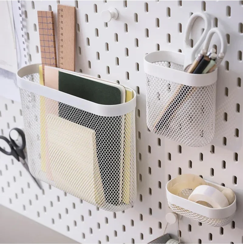 Ikea Skadis 3 Piece Set 3 Multi-Purpose Steel Board Piece White Storage Baskets
