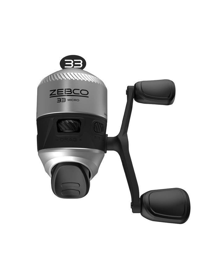 Zebco 33 Micro Spincast Fishing Reel, Size 10 Reel, Changeable Right- or Left-Hand Retrieve, Built-in Bite Alert, Pre-spooled with 4 lb Cajun Line, Silver/Black - Image 1