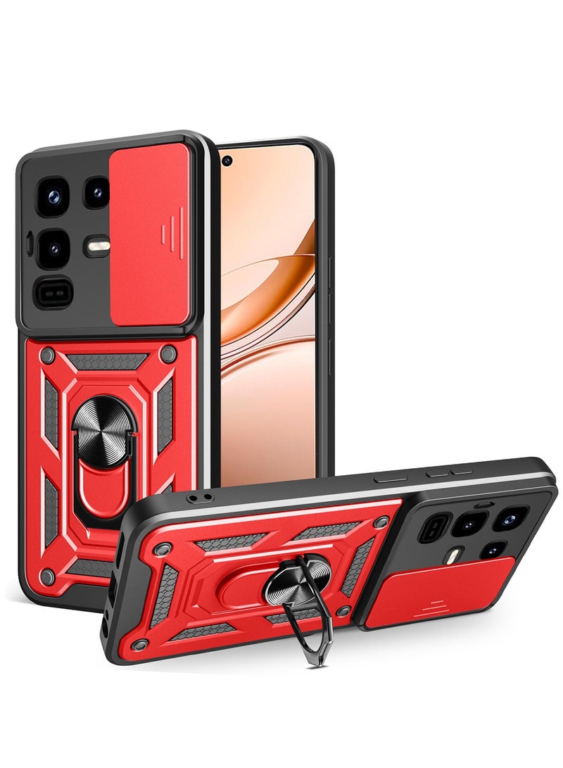 for Infinix Note 50 S Case Cover, Slide Camera Lens Cover, Magnetic Ring Holder Kickstand Protective Phone Case for Infinix Note 50 S, Red
