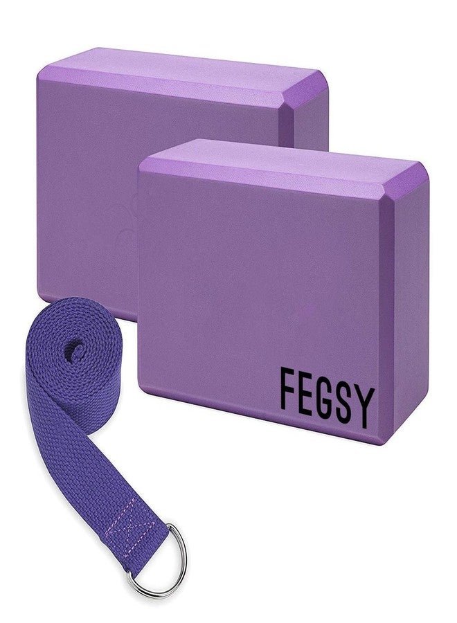 FEGSY High Density Foam Yoga Block Brick Set of 2 with Yoga Strap for Improve Strength, Aid Balance, and Flexibility (Multicolor) - Image 1