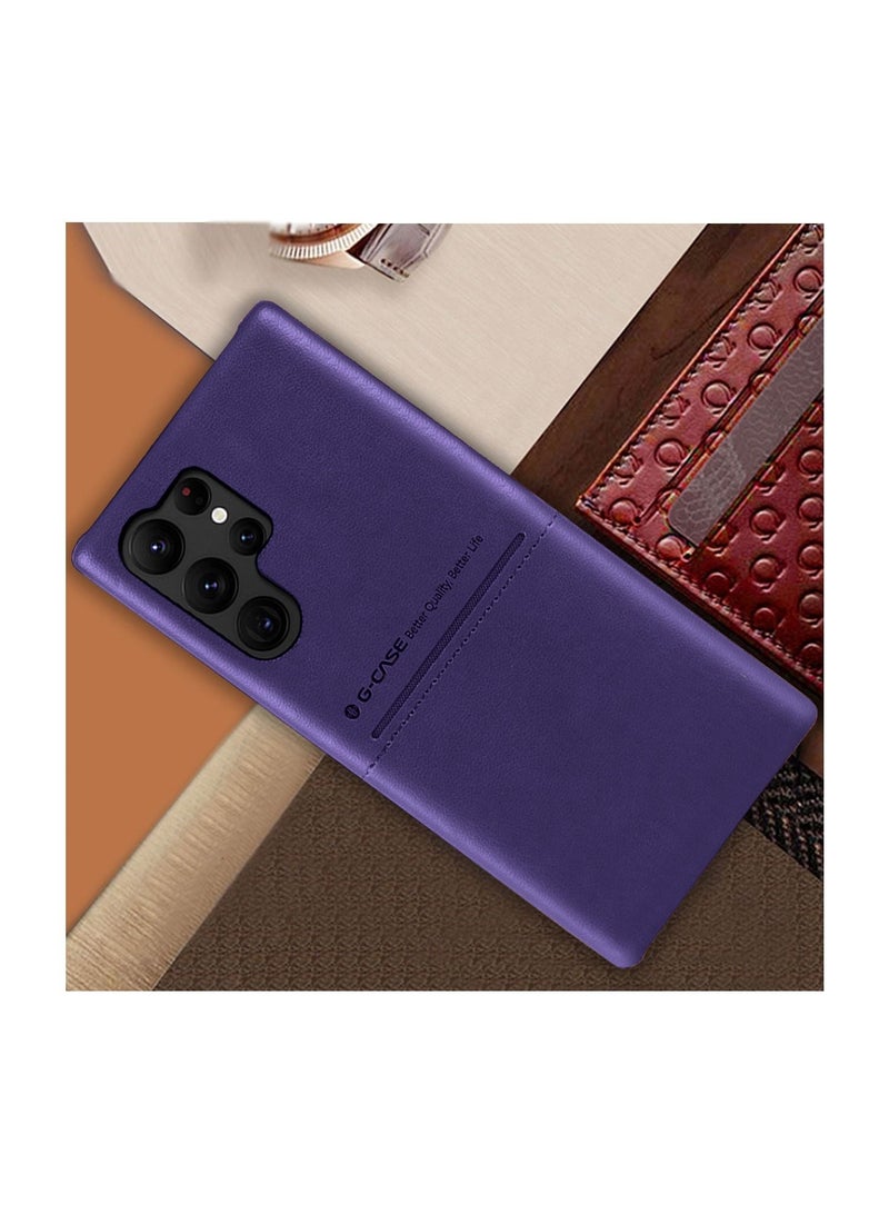 G-CASE Cardcool Series Protection Shell Leather Texture Case Cover For Samsung Galaxy S23 Ultra 2023 Purple - Image 2