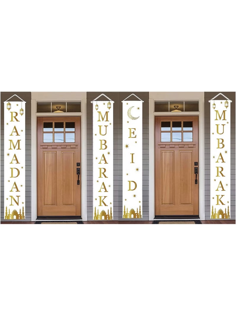 Ailily 2 pair in 1 Ramadan Eid Mubarak Door Banner for Home,Mosque,Iftar,Eid Al Adha,Eid Al Fitr, Ramadan and Eid Decoration - Image 1