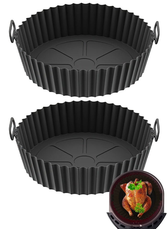 2 Pack Air Fryer Silicone Pot, Reusable Silicone Air Fryer Liners, Air Fryer Accessories, Kitchen Accessories Replacement for Disposable Parchment Paper Liner, Compatible with Ninja, Tower - Image 1