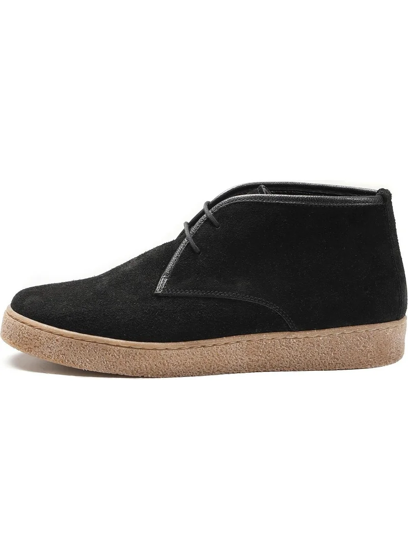 Dufy Black Men's Suede Lace-Up Flat Boots