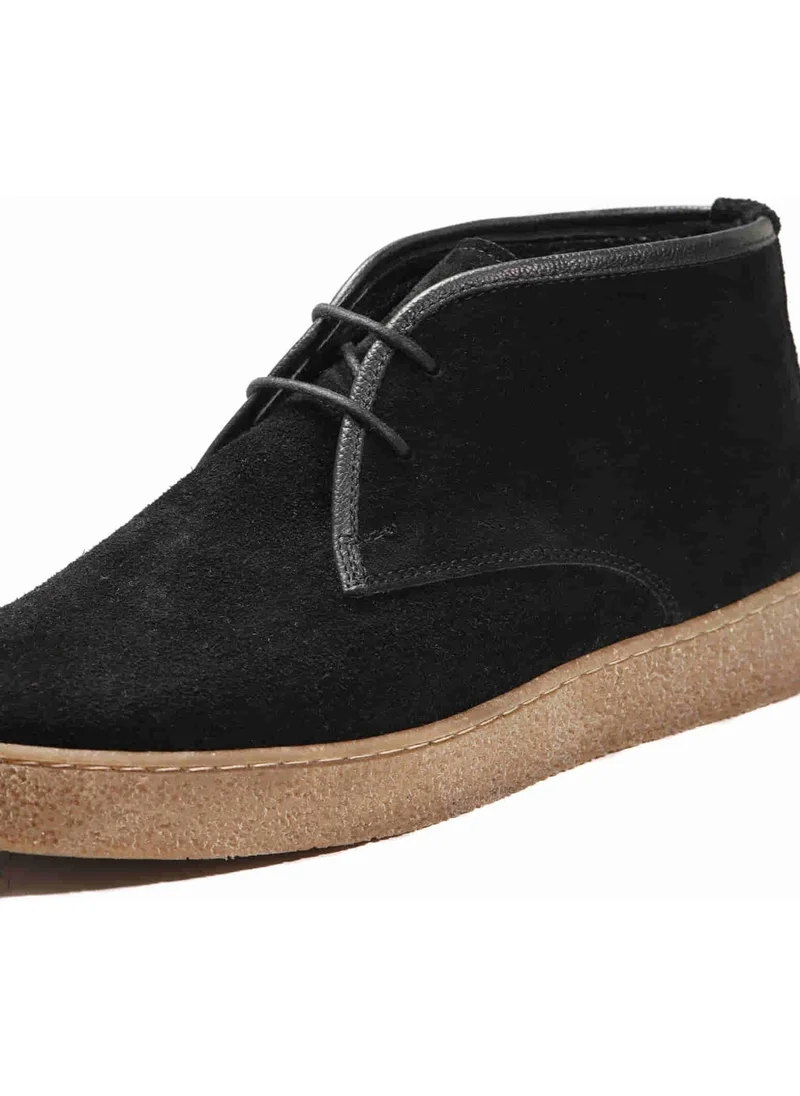 Dufy Black Men's Suede Lace-Up Flat Boots