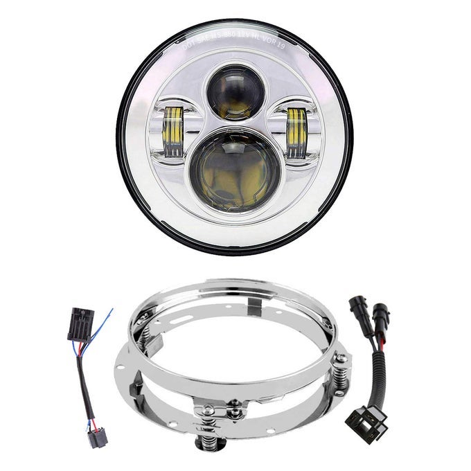 7 Inch Led Headlight Kit For Street Glide Road King Electra Glide Ultra Classic Fat Boy Tri Cvo Heritage Softail Slim Delux Ultra Limited Chrome