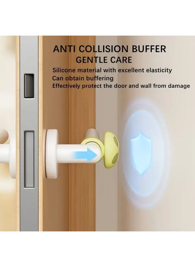 Bud Green Silicone Door Handle Protector With Anti Collision Ring Cartoon Mushroom Design Polished Metal Finish Under Door Installation For Gentle Protection Home Safety Accessory - Image 1