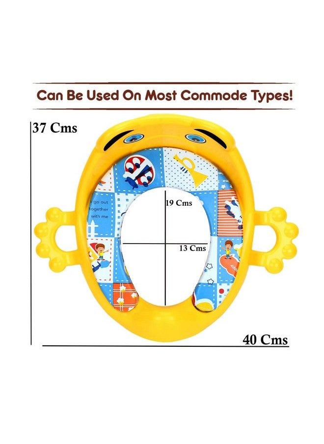 FLIPZON - Premium Baby Cushioned Potty Seat With Easy Grip Handles And Comfortable Seat ; Toilet Seat With Handle For Kids ; Suitable For Baby Boy;Girl (Yellow) - Image 1