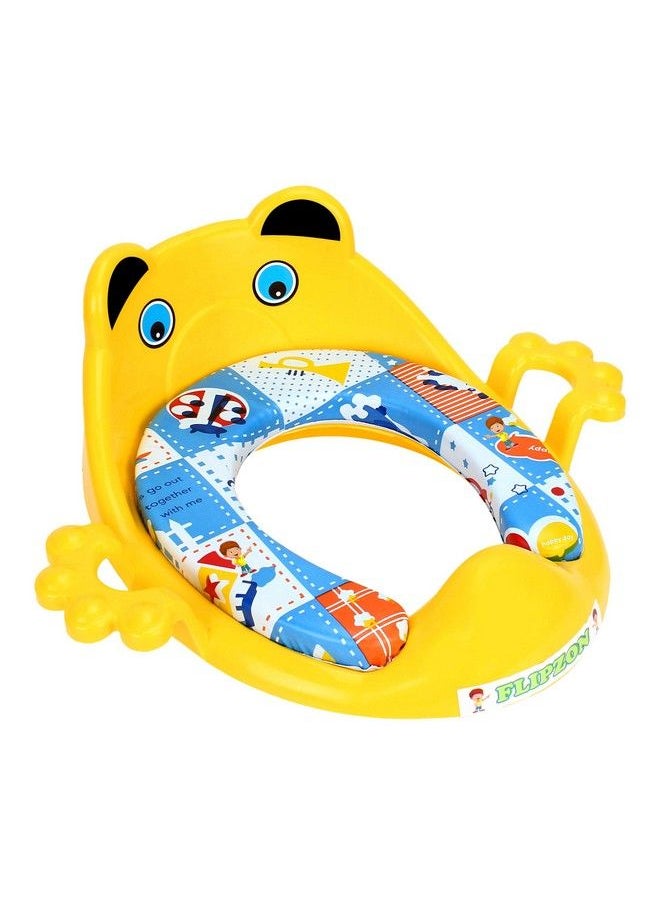 FLIPZON - Premium Baby Cushioned Potty Seat With Easy Grip Handles And Comfortable Seat ; Toilet Seat With Handle For Kids ; Suitable For Baby Boy;Girl (Yellow) - Image 1