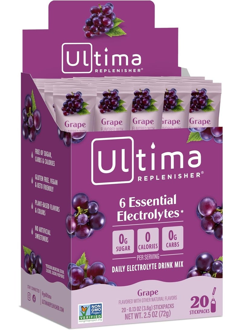 Ultima Replenisher Daily Electrolyte Drink Mix, 6 Essential Electrolytes* 20 StickPacks each 0.13 oz - Image 1