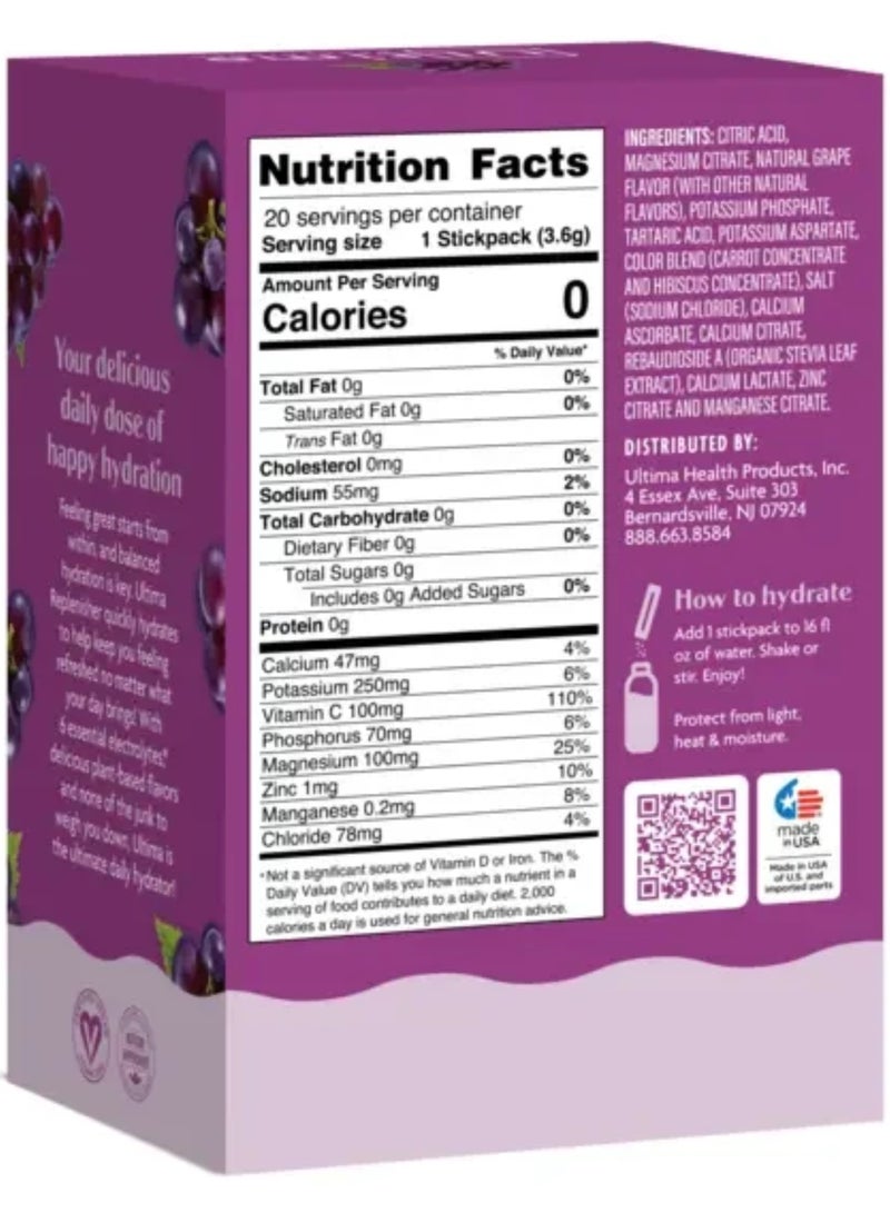 Ultima Replenisher Daily Electrolyte Drink Mix, 6 Essential Electrolytes* 20 StickPacks each 0.13 oz - Image 2
