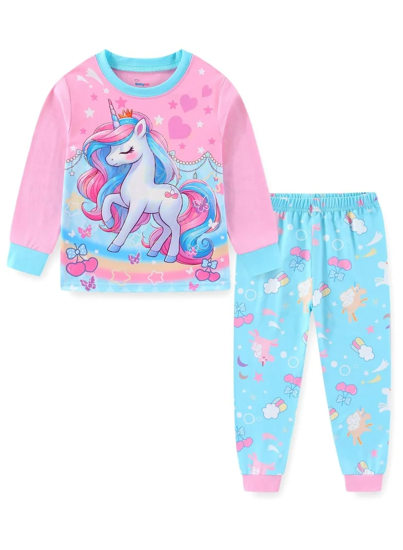 babyqlo Glow Magical Unicorn Girls Cotton Nightwear Pajama Set