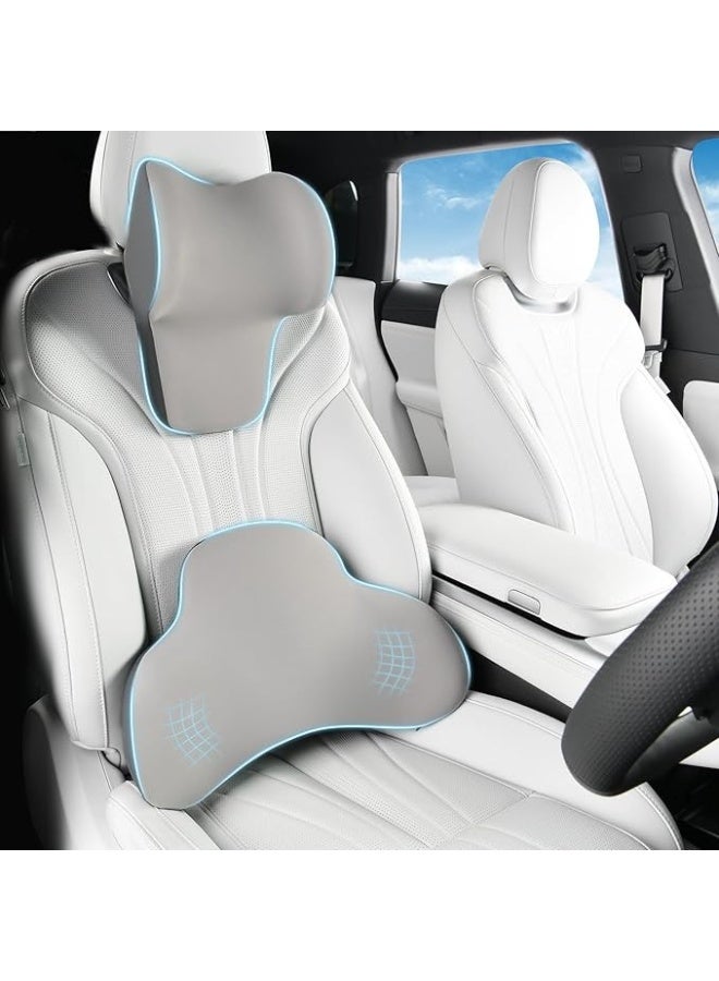 Memory Foam Seat Cushion with Lumbar and Headrest Support Set for Car and Office Chair, Ergonomic Cushion for Back, Neck and Tailbone Comfort - Image 1