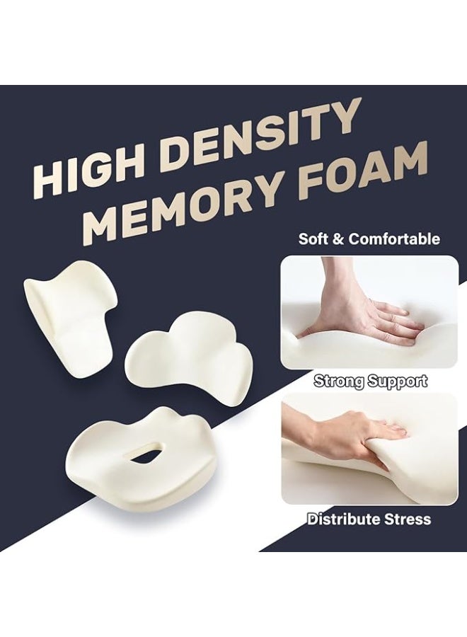 Memory Foam Seat Cushion with Lumbar and Headrest Support Set for Car and Office Chair, Ergonomic Cushion for Back, Neck and Tailbone Comfort - Image 4