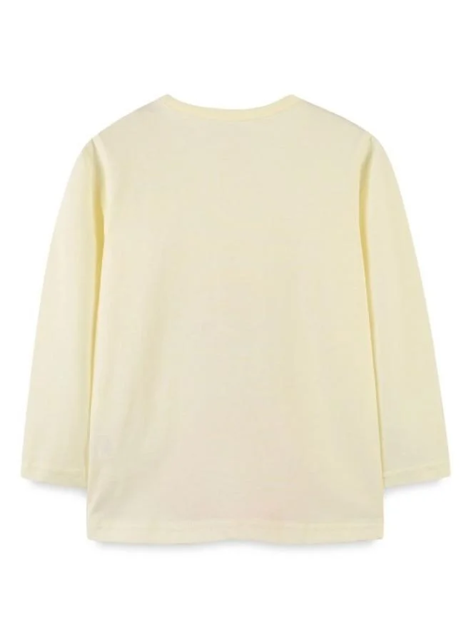 YUNIQEE Yellow Printed Long Sleeve Crew Neck T-Shirt
