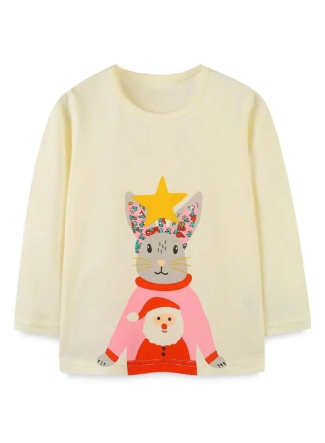 YUNIQEE Yellow Printed Long Sleeve Crew Neck T-Shirt