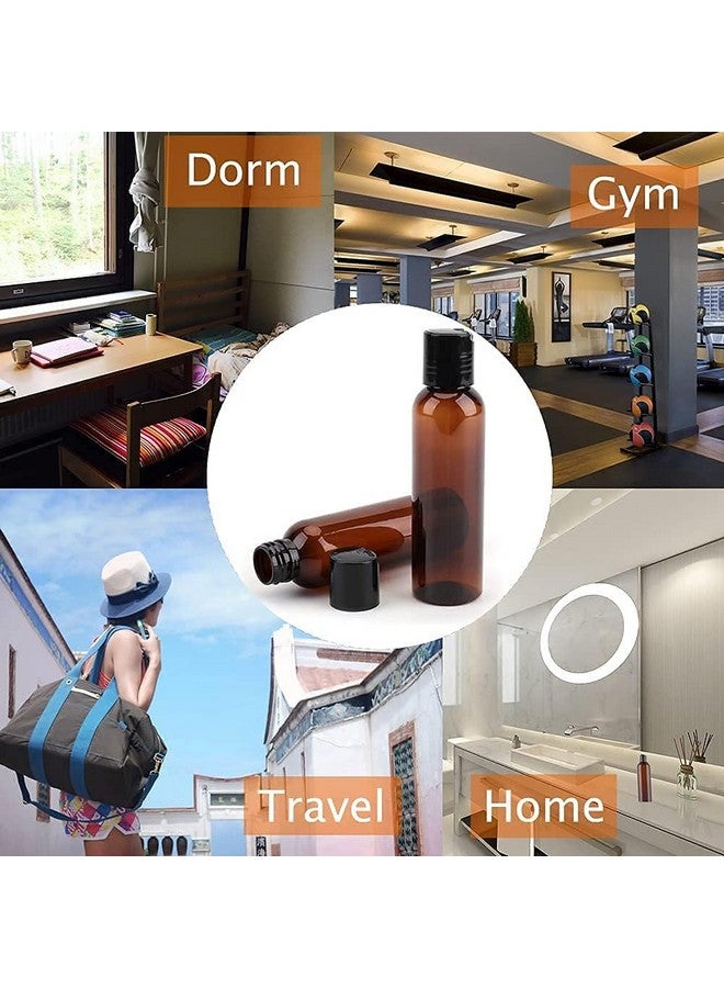 زجاجات بلاستيكية فارغة بلون العنبر سعة 100 مل من SHREE MAHA - عبوات مستحضرات تجميل قابلة لإعادة التعبئة بحجم مناسب للسفر، زجاجات ضغط مقاومة للتسرب مع أغطية سوداء قابلة للفتح لمستحضرات التجميل والشامبو (عبوة من 3 قطع) - Image 5