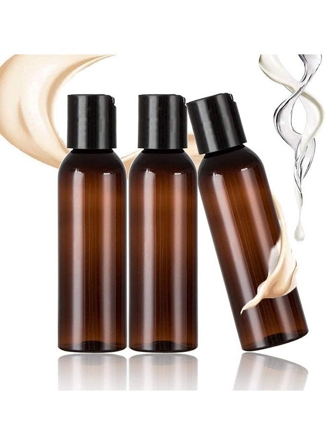 زجاجات بلاستيكية فارغة بلون العنبر سعة 100 مل من SHREE MAHA - عبوات مستحضرات تجميل قابلة لإعادة التعبئة بحجم مناسب للسفر، زجاجات ضغط مقاومة للتسرب مع أغطية سوداء قابلة للفتح لمستحضرات التجميل والشامبو (عبوة من 3 قطع) - Image 4