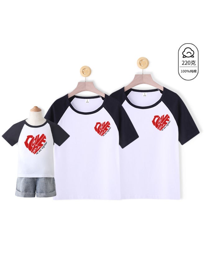 Style New Parent-child Clothing High-end Pure Cotton Short-sleeved 100 All Cotton Children's T-shirt Family Of Three Mother And Child Mother And Dresses