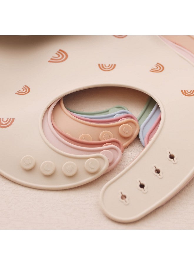 ROCCED Baby Silicone Bibs 2 Sets Baby Bibs with Food Catcher for Girls Boys Toddlers BPA Free Waterproof Soft Durable Adjustable for Babies-Shifting Sand/Pale Mauve - Image 5