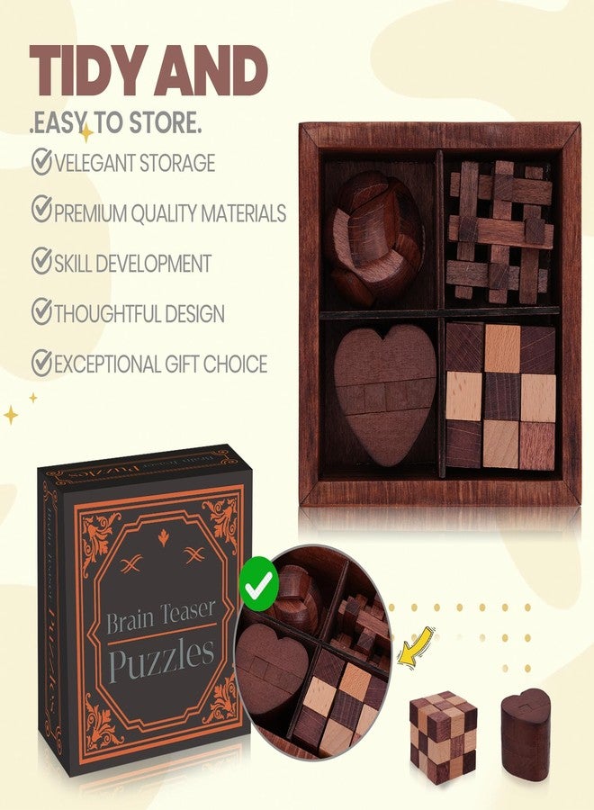 Mytothfy Wooden Brain Teaser Puzzles for Adults Teens - Brain Teaser Puzzles with Wooden Box 3D Puzzle Game Toys for Adults Teens - Unlock Interlocking Wooden Puzzle Adults Teens IQ Education Smart Toys - Image 4