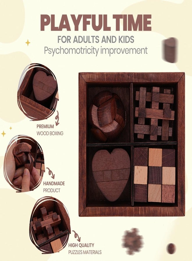 Mytothfy Wooden Brain Teaser Puzzles for Adults Teens - Brain Teaser Puzzles with Wooden Box 3D Puzzle Game Toys for Adults Teens - Unlock Interlocking Wooden Puzzle Adults Teens IQ Education Smart Toys - Image 3