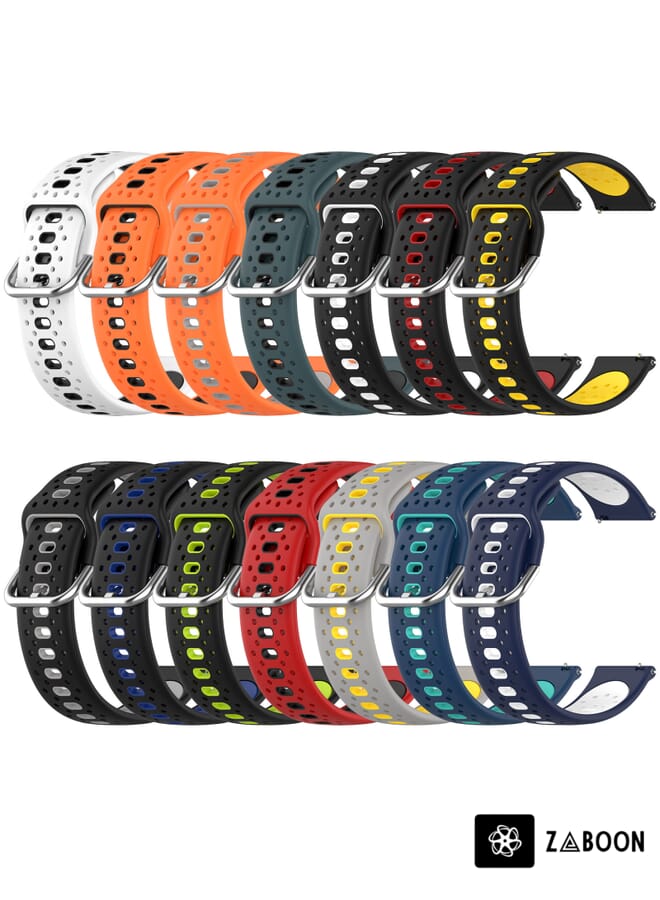 Zaboon Watch Band For Huawei Watch Buds 22mm Breathable Two-Color Silicone (Grey+Yellow) - Image 5