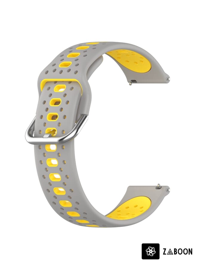 Zaboon Watch Band For Huawei Watch Buds 22mm Breathable Two-Color Silicone (Grey+Yellow) - Image 2