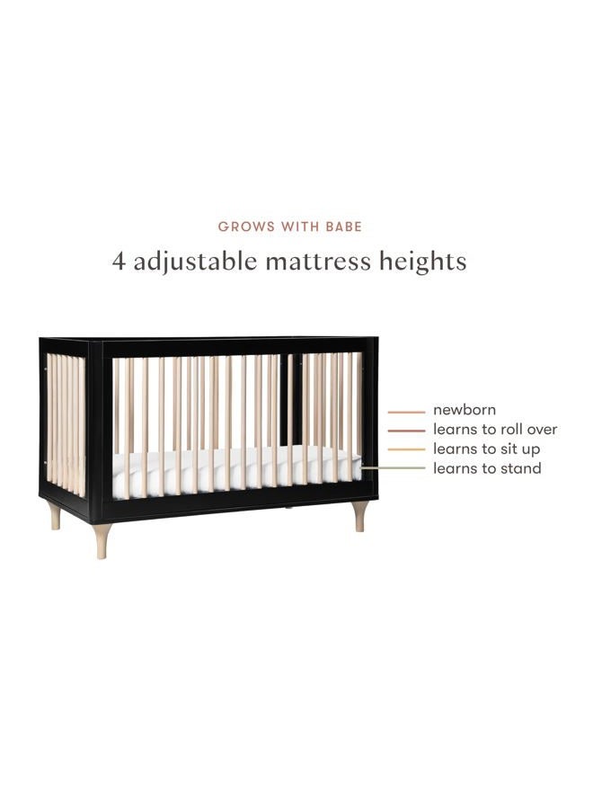 babyletto Lolly 3-in-1 Convertible Crib with Toddler Bed Conversion Kit in Black/Washed Natural, Greenguard Gold Certified - Image 2