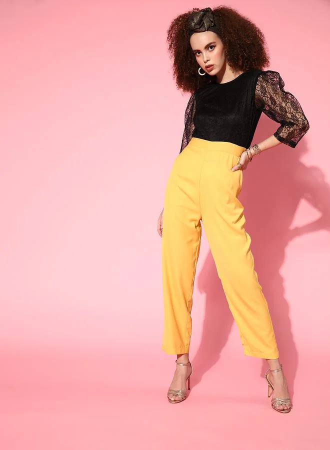 ساسافراس Lace Detail V Neck Back Contrast Jumpsuit by Styli