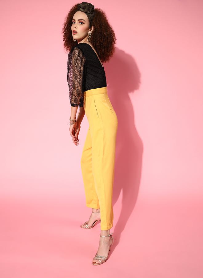 SASSAFRAS Lace Detail V Neck Back Contrast Jumpsuit by Styli  - Image 2