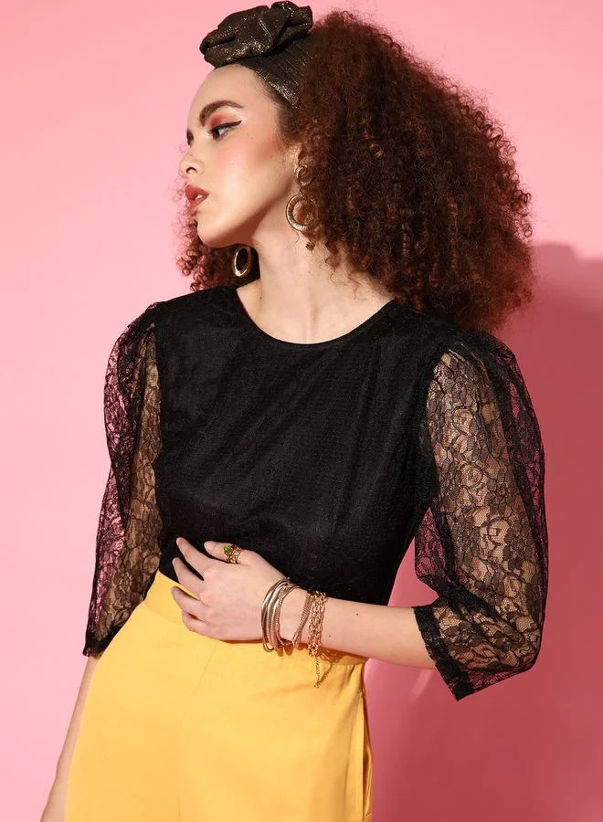 ساسافراس Lace Detail V Neck Back Contrast Jumpsuit by Styli